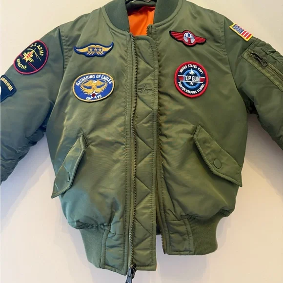 Alpha Industries Kids Bomber Jacket  USAF MA-1 Flyer Sage Green 3T NWOT - Picture 13 of 15